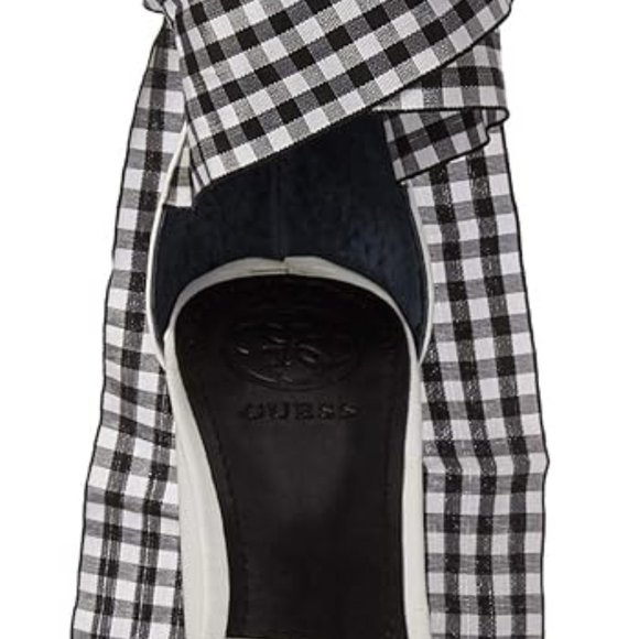 NEW Guess Pump Allison's Women White Leather Checkered Ribbon - Picture 13 of 14